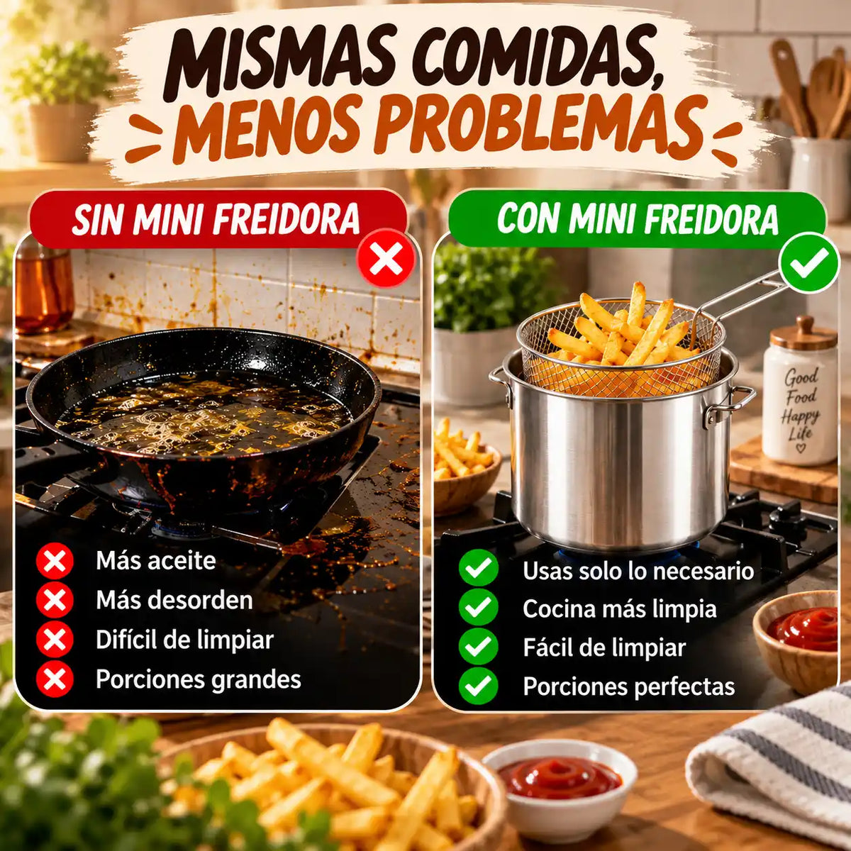 Mini Freidora Compacta de Acero Inoxidable