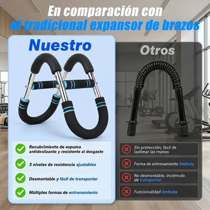 Ejercitador De Pecho Y Brazos Con Resistencia Ajustable | Entrena En Casa