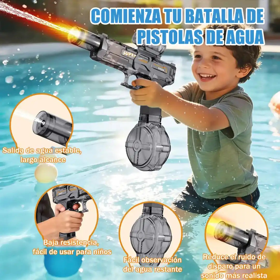 Pistola de Agua Eléctrica Recargable con Luces LED
