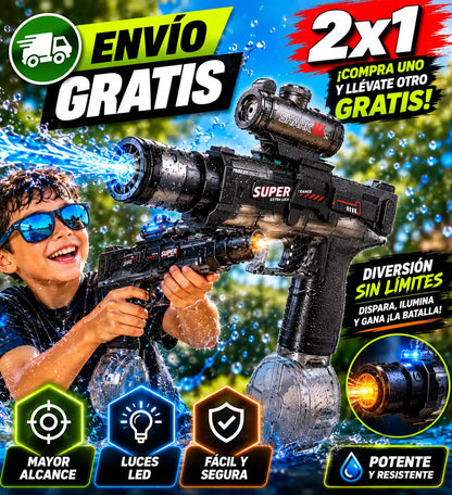 Pistola de Agua Eléctrica Recargable con Luces LED
