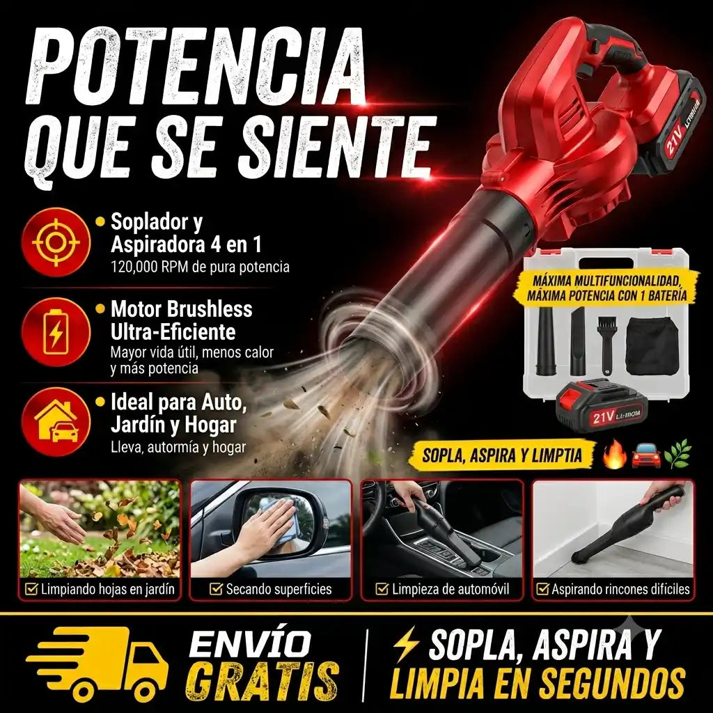 Sopladora Aspiradora Profesional 4 en 1 Inalámbrica
