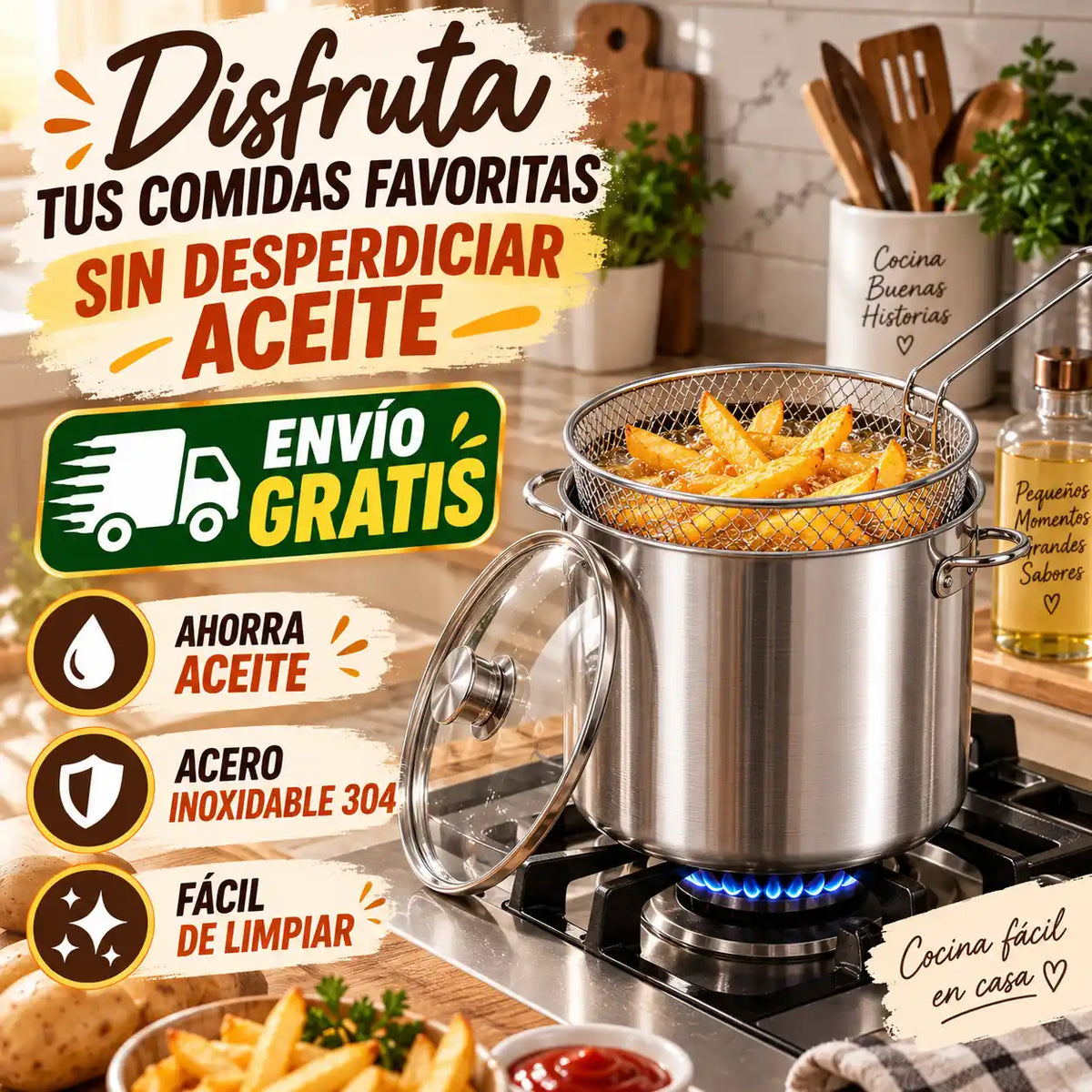 Mini Freidora Compacta de Acero Inoxidable