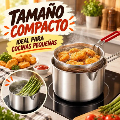 Mini Freidora Compacta de Acero Inoxidable
