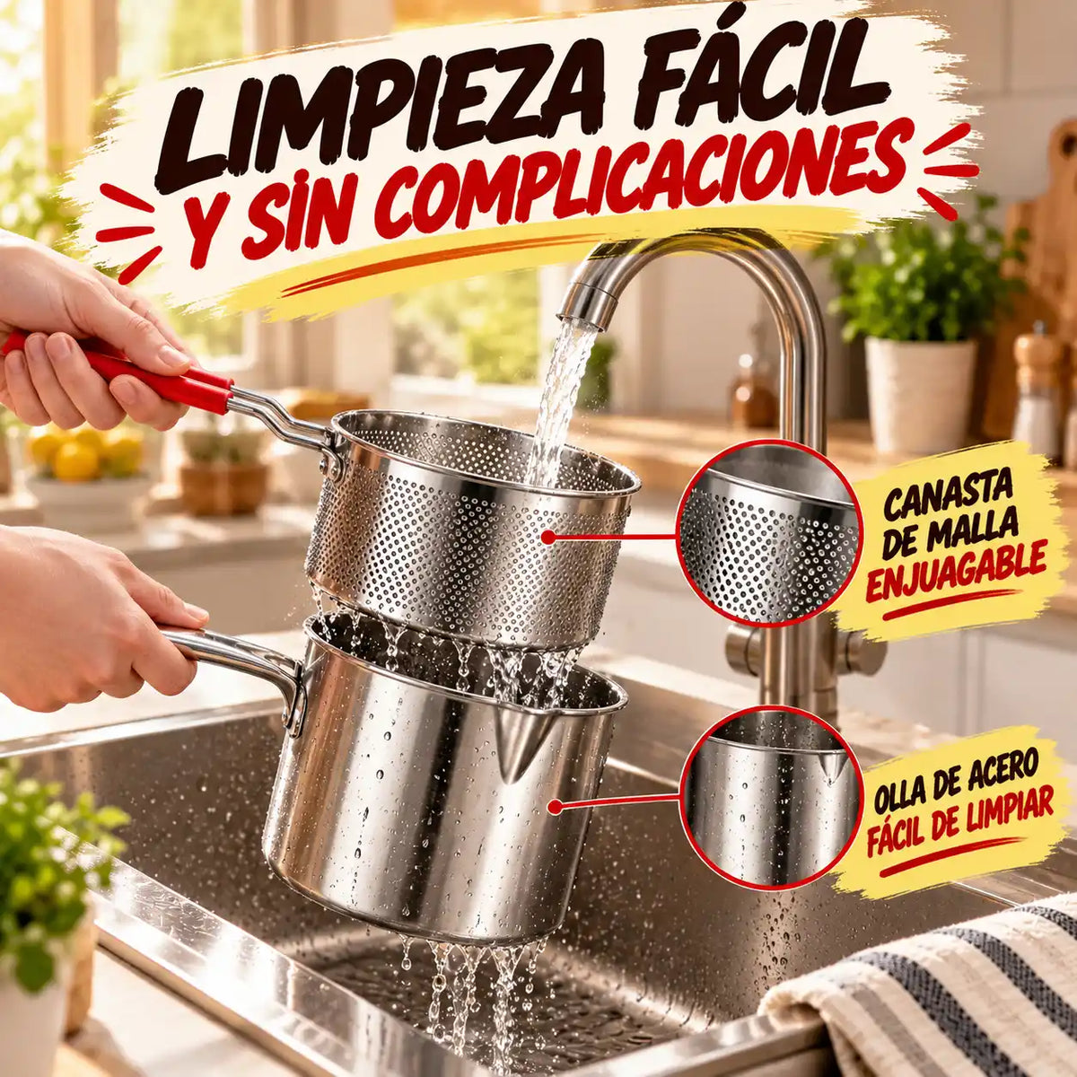 Mini Freidora Compacta de Acero Inoxidable