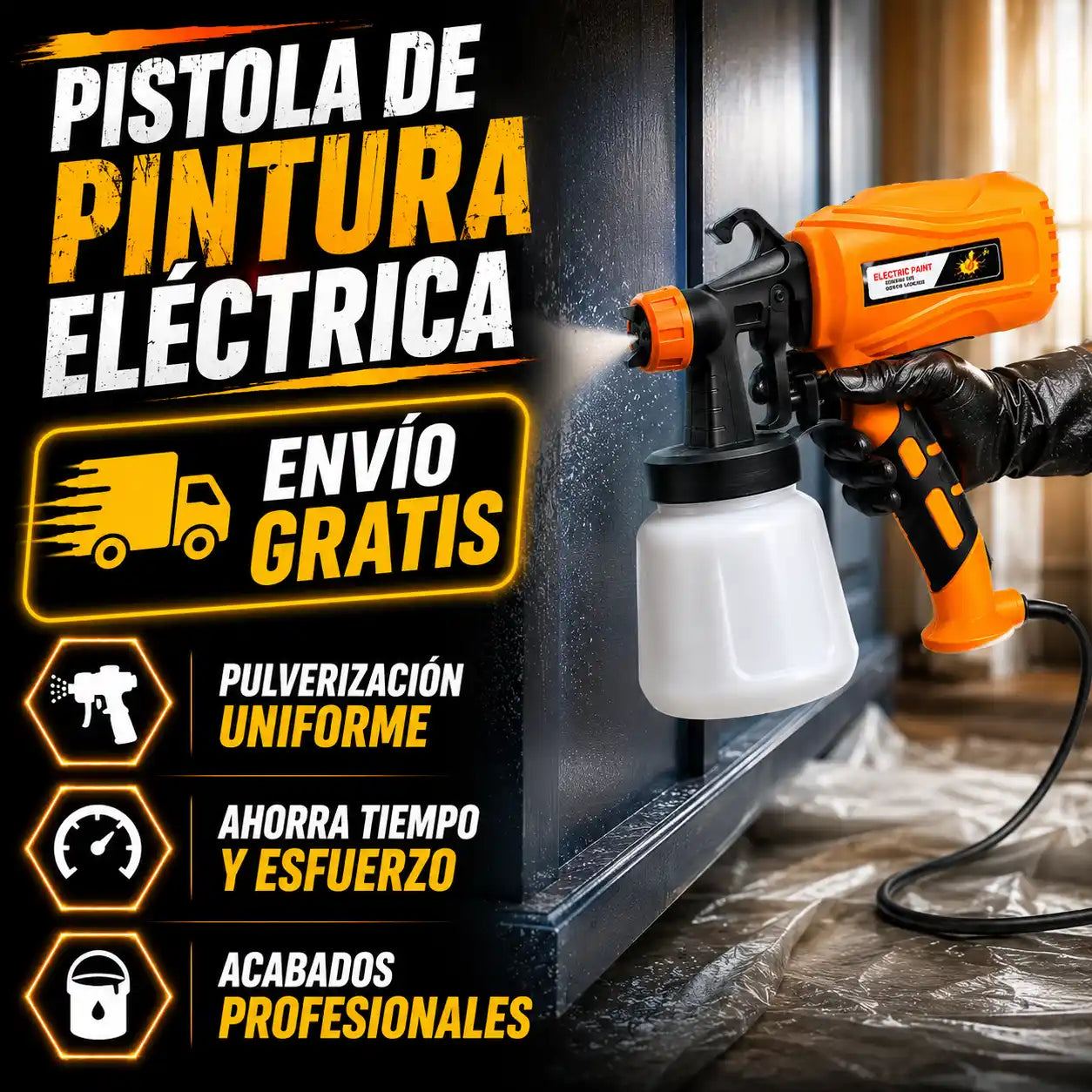 Pistola de Pintura Eléctrica Portátil y Profesional